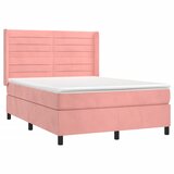  box spring s madracem LED ružičasti 140x190cm baršunasti | shoptok.hr