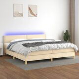 The Living Store Box spring postelja z vzmetnico LED krem 200x200 cm blago - Box Spring Postelja, (21517218) Cene