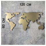 WALLXPERT Zidna dekoracija Mapa svijeta Silueta XL, 85x170cm, Zlatne boje | Eponuda.ba