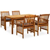  3058088 5 Piece Garden Dining Set with Cushions Solid Acacia Wood (45962+2x312130) | shoptok.hr