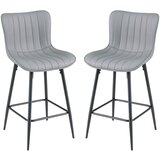 Namještaj Set od 2 barske stolice, visoke kuhinjske stolice s ergonomskim naslonom i podstavljenim sjedalom, sive | shoptok.hr