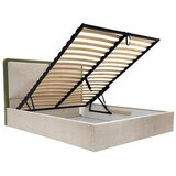 Bobochic Paris Zelena/bež oblazinjena zakonska postelja s prostorom za shranjevanje z letvenim dnom 180x200 cm Mara – | Shoptok.si