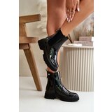 Boto Black Zip-Up Glossy Ankle Boots Groesta | Shoptok.si