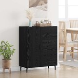 vidaXL Strani šal s predalom Črna Orehovina 69,5 x 34 x 90 cm | Shoptok.si