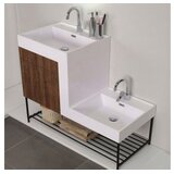 Hanah home Kupatilski ormarić sa umivaonikom i ogledalom (2 komada) Up Down Dark Walnut | Eponuda.com