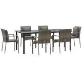  7-dijelni vrtni blagovaonski set crno-sivi od poliratana | shoptok.hr
