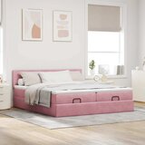  Okvir kreveta s madracima ružičasti 200x200cm baršunasti | shoptok.hr