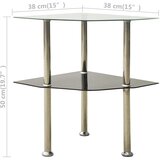  Bočni stolić s 2 razine prozirni i crni 38x38x50 cm stakleni | shoptok.hr