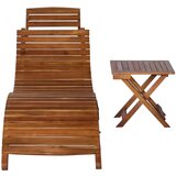 Maison Chic Ležalnik - Sončna ležalnik z mizico trden akacijev les rjave barve, (22043296) | Shoptok.si