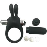 Pulselock Vantr - vibrirajući prsten za penis u obliku zečića (crni) - 30 mm | shoptok.hr