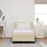  Postelja z vzmetnico z vzmetnico krema 200 x 90 cm Poliester, (5000126803) Slike