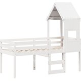  Visoki krevet s krovom bijeli 90 x 190 cm od masivne borovine | shoptok.hr