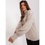 Fashion Hunters Beige turtleneck with cables Cene