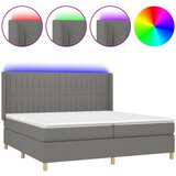  Krevet box spring s madracem LED tamnosivi 200x200 cm tkanina | shoptok.hr