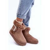 Boto Faux Fur-Lined Clasp Snow Boots Dark Beige Dulca | Shoptok.si