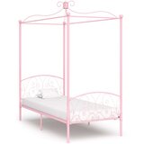 The Living Store Posteljni okvir z ogrodjem za baldahin roza kovinski 90x200 cm - Posteljni Okvir, (21490744) | Shoptok.si