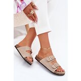 Boto Women's Sandals With Golden Buckles And Stitching Beige Lunera | Shoptok.si