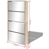 vidaXL 4-dijelni ormarić za cipele s ogledalom boja hrastovine 63x17x134 cm | shoptok.hr