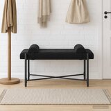  Klupa s gumbima i jastučićima Crna 110 x 40 x 46 cm Baršun | shoptok.hr