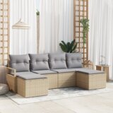 vidaXL Set vrtnih kauča s jastučićima Bež Poli Ratan | shoptok.hr