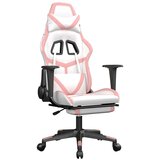  Gaming stol z oporo za noge belo in roza umetno usnje, (21152292) | Shoptok.si