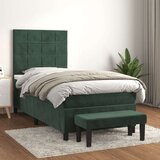 vidaXL Box spring postelja z vzmetnico temno zelen 90x190 cm žamet, (20898901) | Shoptok.si