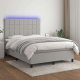  Krevet box spring s madracem LED svjetlosivi 140x200 cm tkanina Cijene