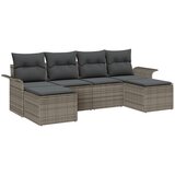 vidaXL 6-delna vrtna kavčna garnitura s blazinami siva poli ratan, (22093546) | Shoptok.si