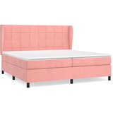  Krevet s oprugama i madracem ružičasti 200x200 cm baršunasti | shoptok.hr