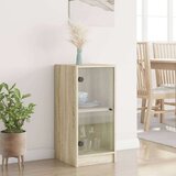 vidaXL Stranska omarica s steklenimi vrati sonoma hrast 35x37x75,5 cm | Shoptok.si