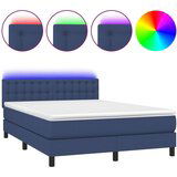  Box spring postelja z vzmetnico LED modra 140x200 cm blago, (20884000) | Shoptok.si
