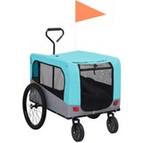 vidaXL 2 v 1 kolesarska in tekaška prikolica za pse modra in siva | Shoptok.si