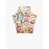 Koton Sleeveless Hooded Sweatshirt Crop Graffiti Printed | shoptok.hr