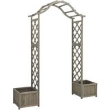 vidaXL Vrtna pergola s cvetličnima koritoma siva iz trdnega lesa jelke Cene
