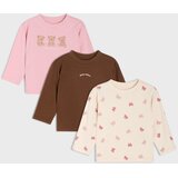 Sinsay Pamučne majice dugih rukava s uzorkom medvjedića i mašni 3 pack | shoptok.hr
