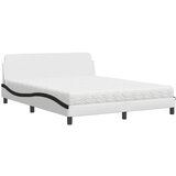  The Living Store Postelja z vzmetnico bela in črna 160x200 cm umetno usnje - Postelja, (21496771) | Shoptok.si