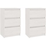 vidaXL Nočna omarica 2 kosa bela 40x29,5x64 cm trdna borovina | Shoptok.si