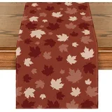 Jesenska teka na mizo dekorativni vzorec oranžnih listov javorja 40 x 140 cm 100% poliester zaščita površine za notranjo uporabo za 2–4 osebe, (5000248185)