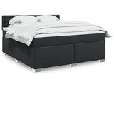 vidaXL Box spring postelja z vzmetnico črn 180x200 cm umetno usnje | Shoptok.si
