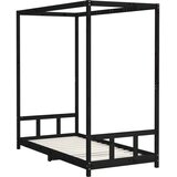  Okvir za dječji krevet crni 90 x 190 cm od masivne borovine | shoptok.hr