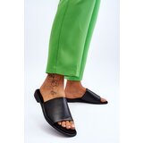 EVENTO PE1 Women's Leather Smooth Slippers Black Cerise | Shoptok.si
