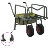 vidaXL Voziček za ribolov z 2 kolesoma zelen prašno barvano jeklo | Shoptok.si