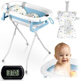 Ricokids RK-287 sklopiva kada za bebe – s termometrom, stalkom i uloškom, bijelo-plava Cijene