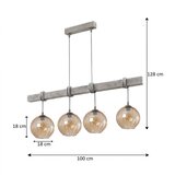 Brilagi Luster na sajli WOOD GLASS 4xE27/60W/230V borovina/siva/zadimljeno braon | Eponuda.com