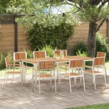 vidaXL 9-delni set jedilnice iz masivnega akacijevega lesa | Shoptok.si