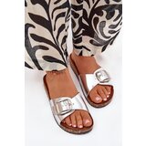 Boto Women's Cork Platform Slippers With Buckle Silver Vianara Cene