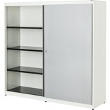mauser Omara z drsnimi vrati, VxŠxG 1516 x 1600 x 432 mm, jeklena plošča, 3 x 2 polici, čista bela / aluminijasto siva / čista bela | Shoptok.si