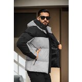 Dewberry 92885 Mens Hooded Reflective Coat-BLACK-GREY | shoptok.hr