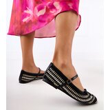 Gemre Black fabric ballet flats with buckle and bow Kaos Cene