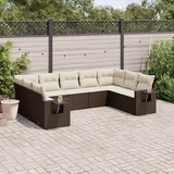  9-dijelni set vrtnih sofa s jastucima poliratan smeđi | shoptok.hr